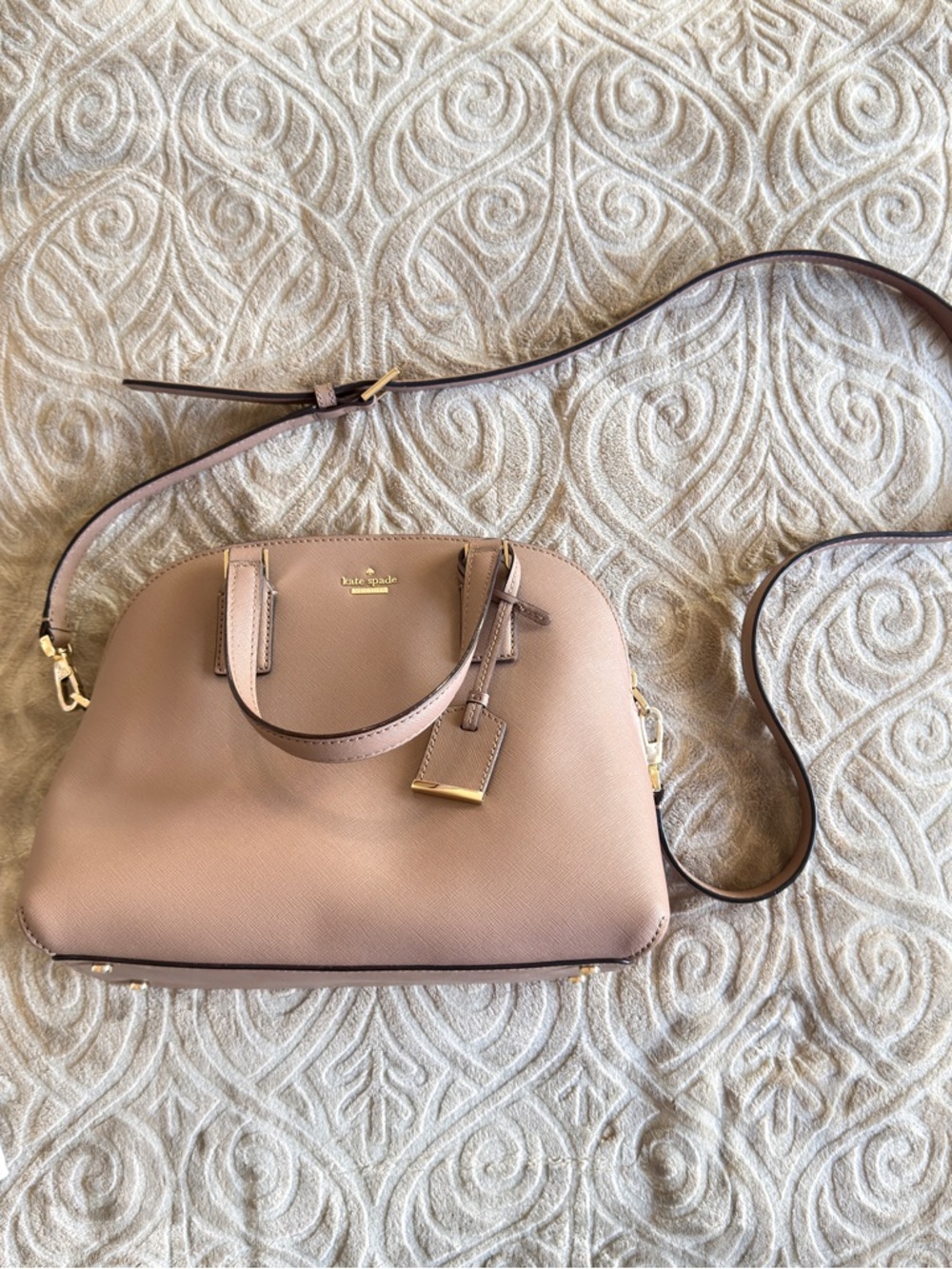 kate spade tan satchel with detachable crossbody strap